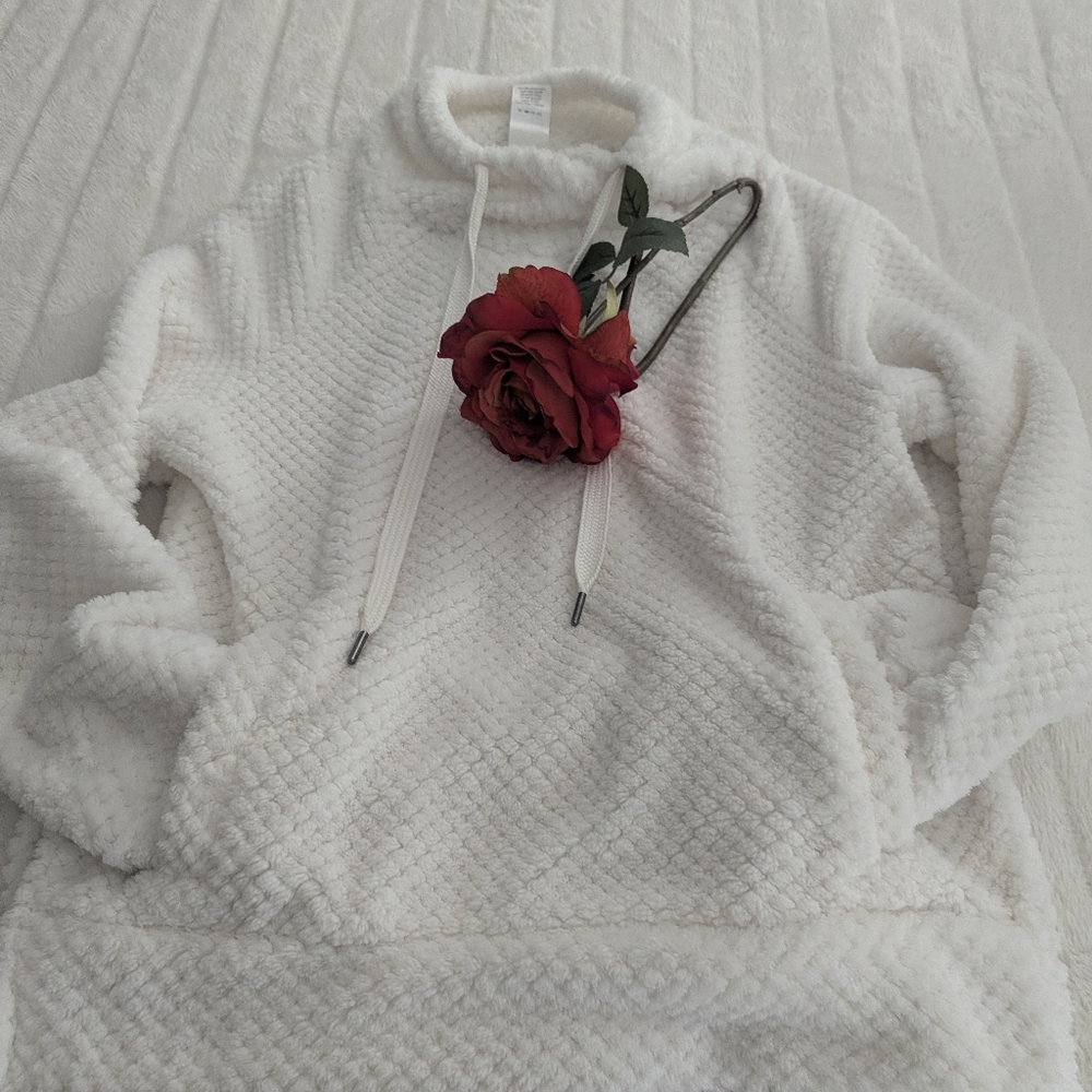 Cozy White Textured Pullover